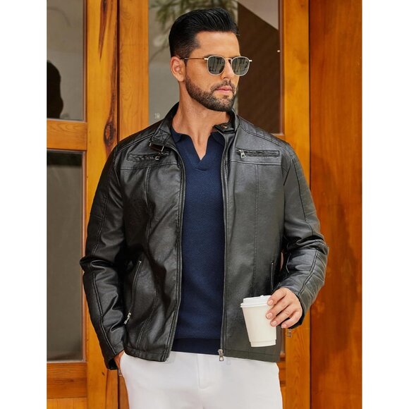 Men's Knit Polo Long Sleeve V-Neck Pullover Sweaters Collared Knitted Navy Blue - Picture 5 of 6